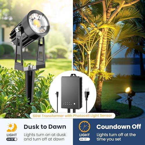 Low Voltage Landscape Spot Lights 8 Pack with 60W Transformer and 65FT Wire - Image 3