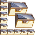 Peasur Solar Lights Outdoor Motion Sensor, 12Pack 140LED Waterproof Solar Powered Fence Lights, 3 Modes Solar Security Wall Lights for Garden Yard Outside(Brown Warm White) by Peasur