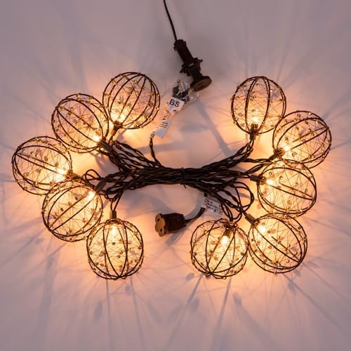 Outdoor Decorative Patio String Lights, Beaded Copper Wire Ball Style Lantern Lights, Connectable Weather-Resistant Indoor Outdoor Novelty Whimsical Light for Home Pergola Bedroom Porch Party Backyard - Image 7