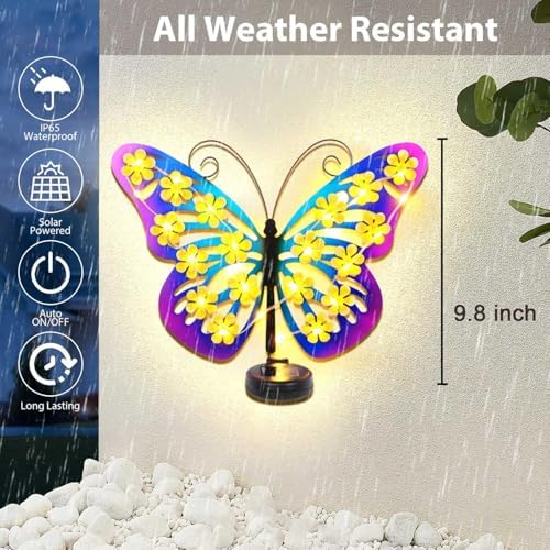 2 Pack Solar Lights Outdoor Metal Butterfly Wall Decor with 30 Led - Image 4