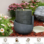 18H Modern Outdoor Water Fountain Zen-Style with Warm LED Lights - Image 4