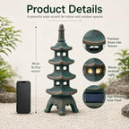 Qeeman Solar Pagoda Garden Statues Decor: Multi-Layer Resin Zen Sculpture - Image 3