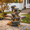 Sunlinua 42H Realistic Tree Trunk Outdoor Water Fountain with 5 Tiers by Sunlinua