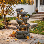 Sunlinua 42H Realistic Tree Trunk Outdoor Water Fountain with 5 Tiers by Sunlinua