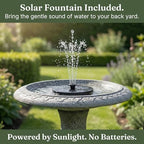 Pedestal Birdbath with Solar Fountain, Resin Stone Composite Outdoor Garden Decor, Standing Bird Bath for Outside Patio Yard, 23-Inch Tall, Garden Fountain, Resin Bird Baths, Hummingbird Bowl - Image 4