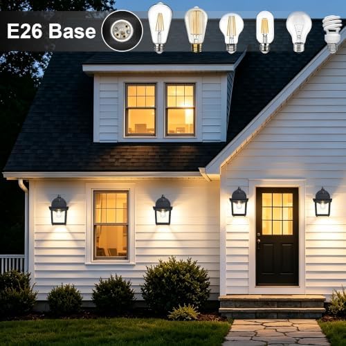 LIT-PaTH Outdoor Wall Light Fixture, Antirust Aluminum Glass, Black 2 Pack - Image 5