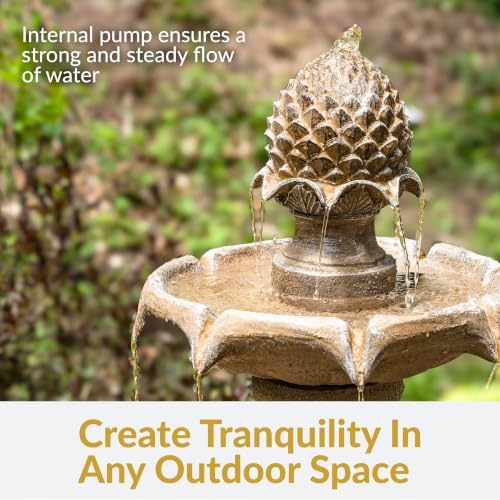 Sunnydaze 46" 2-Tier Solar Water Fountain, Pineapple Top, Earth Finish - Image 2