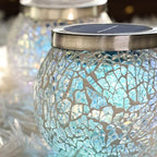 Cooo 2 Pack Gift for her him Heavy Solar Mosaic Crackle Glass Lights with Dual Solar Panels, Color-Changing RGB Lantern, Exclusive Dazzling Glass, Waterproof Outdoor Table Lamps Garden Lamp - Image 3