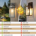 Oil Rubbed Bronze Brass Outdoor Wall Sconces, Rustproof Exterior Porch Lights - Image 2