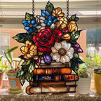 Floral Books Stack Acrylic Suncatcher - Image 4