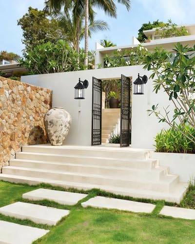 LIT-PaTH Outdoor Wall Light Fixture, Antirust Aluminum Glass, Black 2 Pack - Image 7