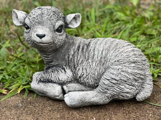 Lamb Figure Farm Garden Statue Outdoor Sculpture Decor Ornament Planter Gift Backyard Home Gift Outdoor Farm Animal Backyard Decor by Unknown