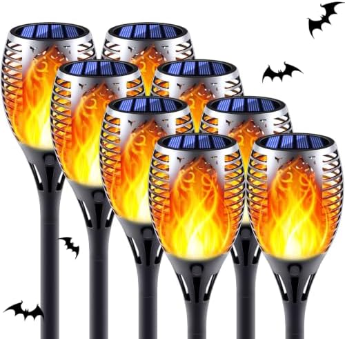 8 Pack Large Size Solar Flame Lights Outdoor with Flickering Flame by Permande