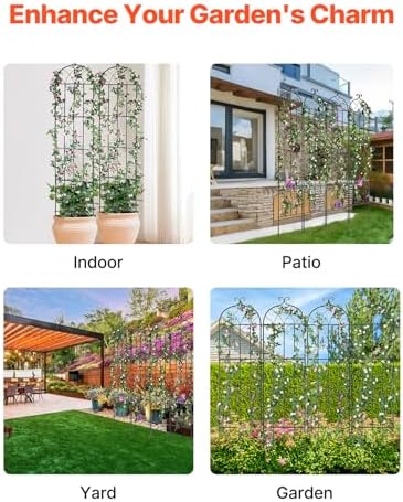VEVOR Garden Trellis for Climbing Plants, 87 x 20 in, 4 Packs Rustproof Metal Garden Flower Trellis, Outdoor Climbing Rose Cucumbers Support, Decorative Clematis Trellis for Courtyards Lawns - Image 5