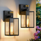 2 Pack Motion Sensor Outdoor Light Fixtures Wall Mount, H 10.24'' Small Front Porch Lights for House, Exterior Wall Sconce, Black Waterproof Lantern Lamp,Outside Coach Light for Garage Entryway Yard by Unknown