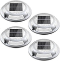 Solar Driveway Lights, 4 Pack Heavy Duty Driveway Lights Solar Powered 2 Color Mode (Cool/Warm White) IP68 Waterproof Outdoor Solar Deck Lights with Ground Stake for Pathway Garden Yard Walkway Dock by NIBUUECER
