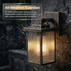 Black Brush Gold Porch Light, Waterproof Outdoor Wall Light - Image 3
