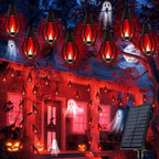 iBaycon 42FT 15 LED Solar Flame Halloween String Lights Outdoor, Red by iBaycon