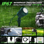 Halloween & Christmas Outdoor Spotlight, 6500K Cool White LED Landscape Lighting with 4 Lenses (RGB Purple), IP67 Waterproof, 120V Plug-in for Yard, Garden Tree Holiday Decor(2 Pack, Green) - Image 6