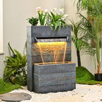 34.65'' Outdoor Water Fountain with LED Lights, Water Feature for Garden - Image 4