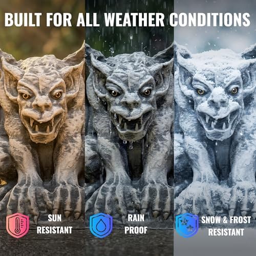 OLOMA Concrete Gargoyle Statue Handmade Outdoor Garden Decor Gothic Stone Monster Sculpture Fantasy Demon Cement Figurine Yard Patio Lawn Decoration Ornament Mythical Creature Gift - Image 4