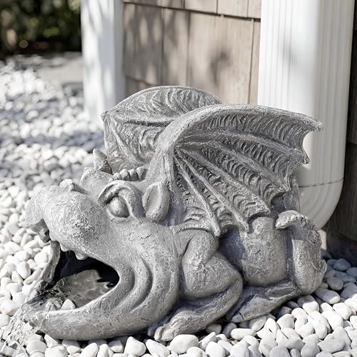 Gothic Gargoyle Gutter Guardian Rain Downspout Extension Outdoor Statue, 12 Inch High, Cast Stone Resin, Grey Stone Finish for 3"x4" Decorative Gutter Extension - Image 7