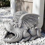 Gothic Gargoyle Gutter Guardian Rain Downspout Extension Outdoor Statue, 12 Inch High, Cast Stone Resin, Grey Stone Finish for 3"x4" Decorative Gutter Extension - Image 7