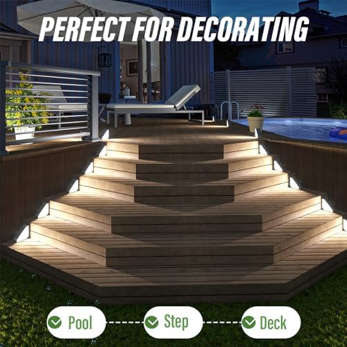 JSOT Solar Step Lights Suitable for Garden Patio Stair Decor Cool White-10P - Image 2