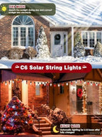 C6 Solar Christmas Lights Outdoor 33FT 100 LED String Lights Red White - Image 4