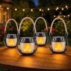 Solar Lanterns Outdoor Waterproof 4-Pack, Flickering Flame Effect by Unknown