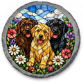 Magnolia Garden 10-Inch Triple Labrador Stepping Stone - Stained Glass Mosaic Three Labs Garden Stone, Weather-Resistant Resin Pathway Accent, Pet Lover Yard Decor & Memorial Plaque by DicksonsGifts