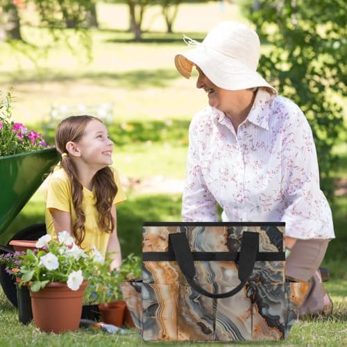 Marble Garden Tool Bag, Garden Tote Storage Bag with 10 Pockets, Indoor and Outdoor Abstract Marble Gardening Tool Organizer for Women Men - Image 6