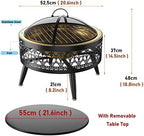 LXLZYXSF Outside Fire Pit Bowl with Table Top, Living Room Coffee Table, Wood Burning Fire Basin for Camping, BBQ, Travel, Bonfire Party, Picnic (Color : Deep Coffee, Size : 52.5cm/20.6inch Wide) - Image 2