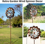 Wind Spinners for Yard and Garden Large, 84 Inch Wind Spinners Outdoor Metal, Wind Sculptures & Spinners Birthday Gifts for Family or Friends(Classical Flower) - Image 6