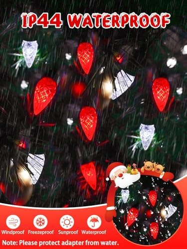 EEW Connectable C6 Christmas Lights Outdoor String 78FT 240 LED Red White - Image 3