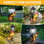 Solar Rooster Decor Outdoor, Garden Rooster Statue with Lantern - Image 6