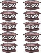 SIEDiNLAR Solar Post Cap Lights Outdoor Glass 2 Color Modes Brown (10 Pack) by Siedinlar