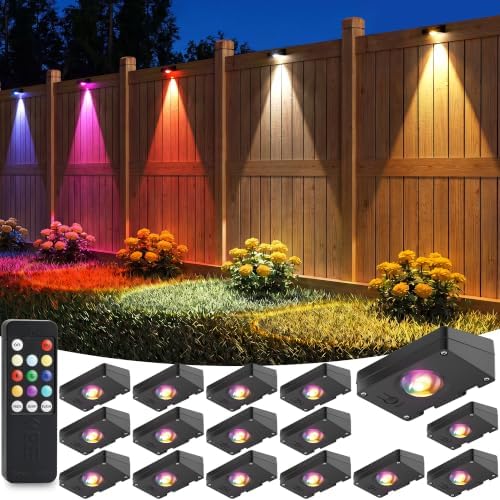 VOLISUN Solar Fence Lights with Remote Control, 16 Pack Vinyl Solar Lights by VOLISUN