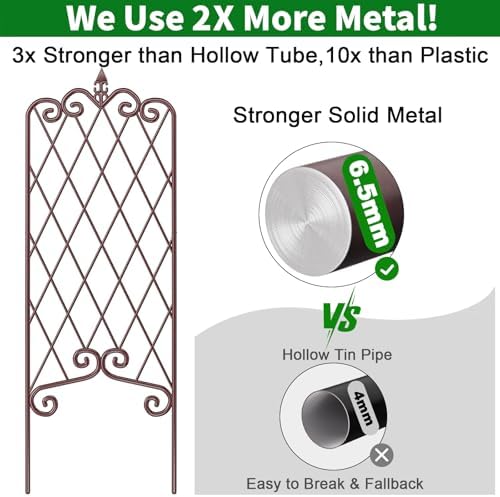 AMAGABELI GARDEN & HOME 2 Pack Garden Trellis for Climbing Plants Outdoor 60” x 18” Garden Fencing Decorative Plant Trellis Vegetables and Rose Trellis for Ivy Cucumbers Brown - Image 2