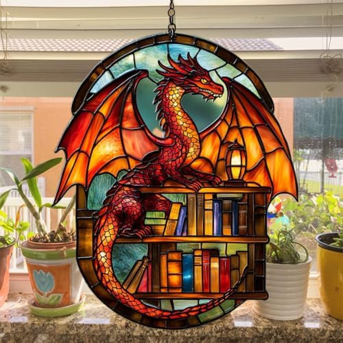 Books and Dragon Acrylic Suncatcher - Image 4