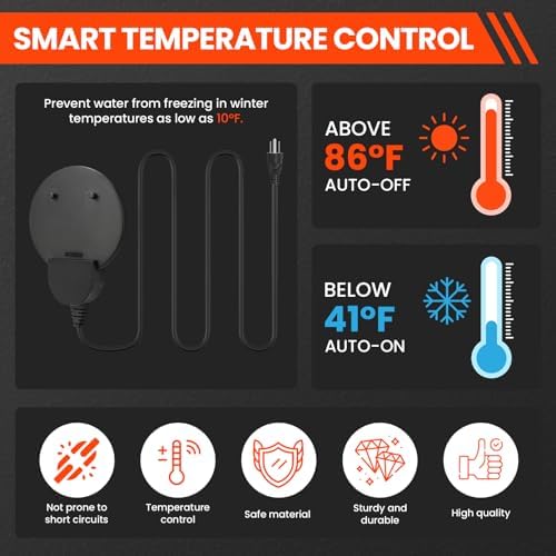 Chicken Water Heater with Thermostatic Control, Aluminum De-Icer for Bird Bath, Winter Livestock Poultry, Full Coverage Design (1000 Watt) - Image 4