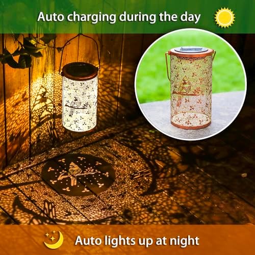 Cardinal Solar Lanterns Outdoor Waterproof Hanging Solar Lights Cardinal Gifts for Women Men Metal Bird Decorative LED Lanterns for Yard, Patio, Lawn, Tabletop, Pathway, Landscape, Garden Decor - Image 4