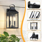 15" Dusk to Dawn Black Outdoor Wall Lantern 2-Light, Black - Image 5