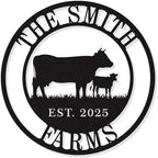 Personalized Cow Calf Metal Sign, Personalized Family Monogram Name Sign, Custom Cow Calf Farm Sign by HZYCYYFC
