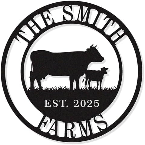 Personalized Cow Calf Metal Sign, Personalized Family Monogram Name Sign, Custom Cow Calf Farm Sign by HZYCYYFC