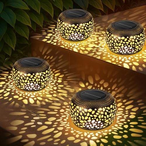 Outdoor Solar Lanterns Patio Decor: 4 Pack Bronze Waterproof Solar Lights by NFEVER