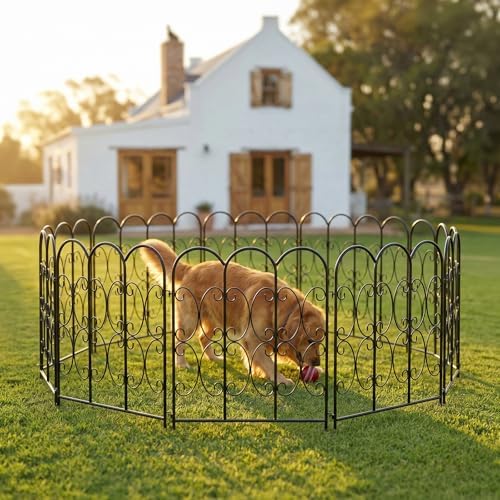 ARIFARO 5 Pack Metal Decorative Garden Fence, 32" H x 22" W, No‑Dig Panels - Image 2