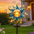 Solar Lights Outdoor Garden Decor, Blue Metal Sun Crackle Glass Globe Stake Waterproof 30LED Decorations Unique Gifts for Women,Mom,Outside, Patio,Lawn,Yard,Pathway by KACUX