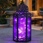Vela Lanterns Decorative Indoor Lantern with LED Lights, Purple, L, 2-Pack - Image 2
