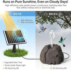 Realistic Granite Rock Solar Bird Bath Fountain - Premium Solar Fountain for Bird Bath, Full Water Pump Kit & Nozzles to Attract Hummingbirds to Your Garden (Grey) - Image 6